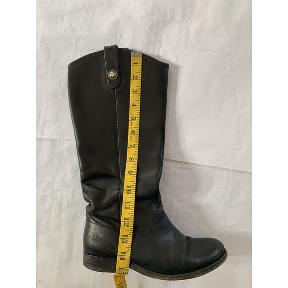 FRYE Melissa Button Black Leather Extended Calf Boots Size 5.5 - Picture 15 of 15